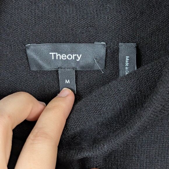 Theory | Black Cashmere Funnel Neck Pullover Size Medium - Picture 4 of 8